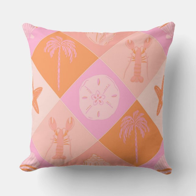 Almohada de Tirar con Parche de Playa Brillante y  (Anverso)