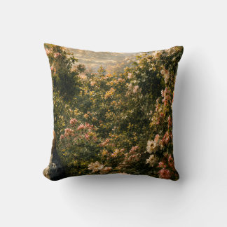 Almohada de tirar con pintura de aceite vintage de