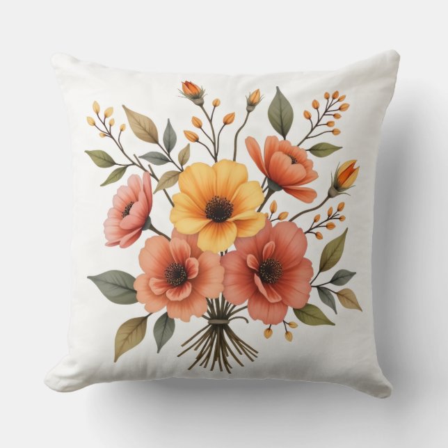 Almohada de tirar con ramo de flores de otoño (Anverso)