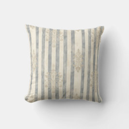 Almohada de tirar con raya de damasco retro francé