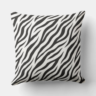 almohada de tirar con rayas de cebra en blanco y n