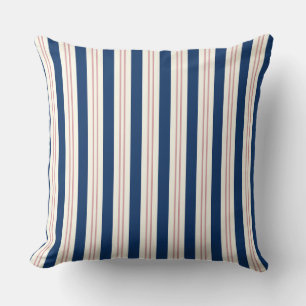 Almohada de Tirar Costera a Rayas de Azul Marino y