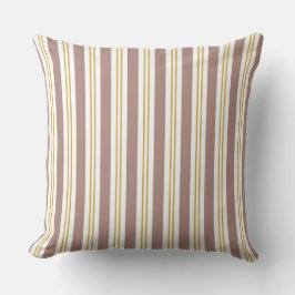 Almohada de Tirar Costera Rosa y Dorada con Rayas