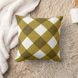 Almohada de tirar cuadriculada en diagonal mostaza