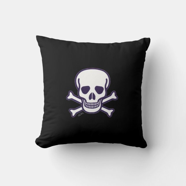 Almohada de tirar de algodón cuadrado negro con ca (Anverso)
