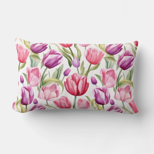 Almohada de Tirar de Algodón de Tulipanes (Anverso)