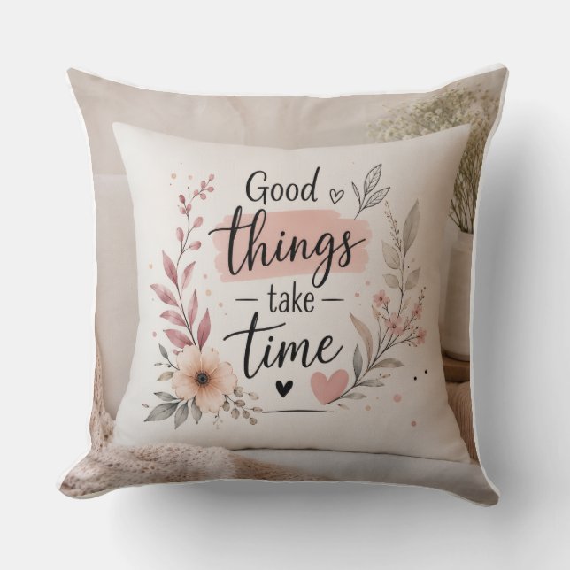 Almohada de Tirar de Algodón Floral Estética (Anverso)