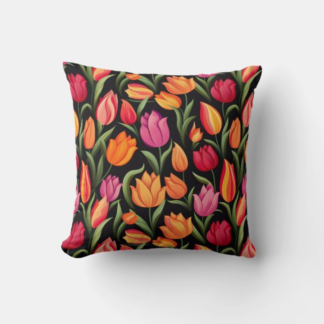 Almohada de Tirar de Algodón Tulipanes (Anverso)