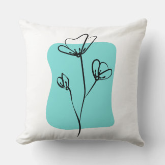Almohada de tirar de arte de línea botánica abstra