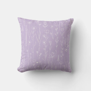 Almohada de tirar de arte de línea de flor silvest