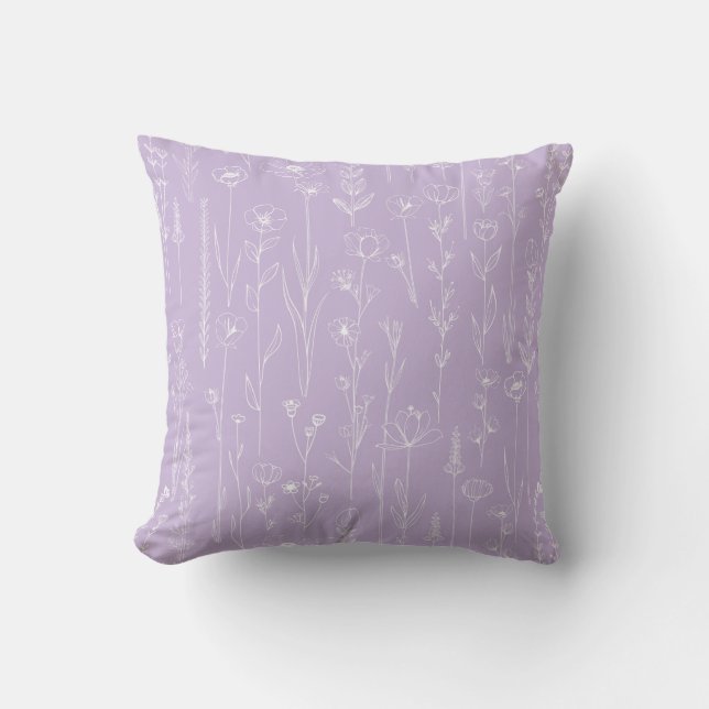 Almohada de tirar de arte de línea de flor silvest (Anverso)