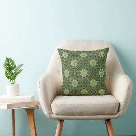 Almohada de Tirar de Baldosa Floral Retro – Verde 