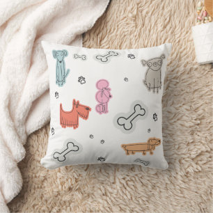 Almohada de tirar de bebés perros de dibujos anima