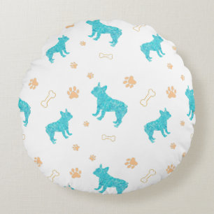 Almohada de tirar de bulldog francés azul pastel m
