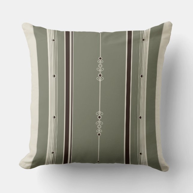 Almohada de Tirar de Café y Rayas de Oliva (Anverso)