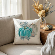 Almohada de Tirar de Calabaza Otoñal Azul Pastel S