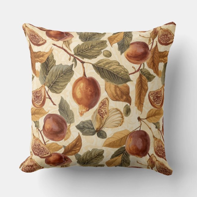 Almohada de tirar de ciruelas exuberantes y hojas  (Anverso)