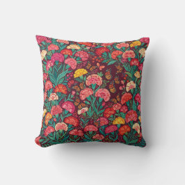 Almohada de Tirar de Claveles y Mariposas Abstract