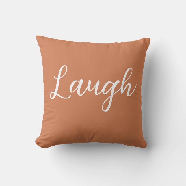 Almohada de tirar de cobre naranja blanco reír (Anverso)