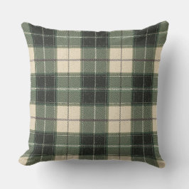 Almohada de tirar de copo de nieve de tartán verde