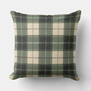 Almohada de tirar de copo de nieve de tartán verde
