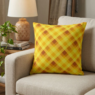 Almohada de tirar de cuadros amarillos de yema de