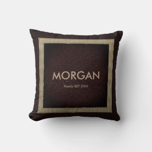 Almohada de tirar de cuero falso marrón oscuro con
