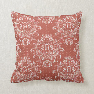 Almohada de tirar de damasco angustiado - Rojo cor