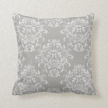 Almohada de tirar de damasco desgastado - Gris