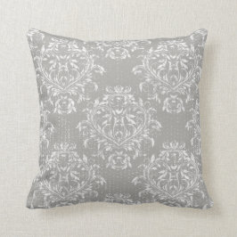 Almohada de tirar de damasco desgastado - Gris