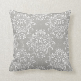 Almohada de tirar de damasco desgastado - Gris