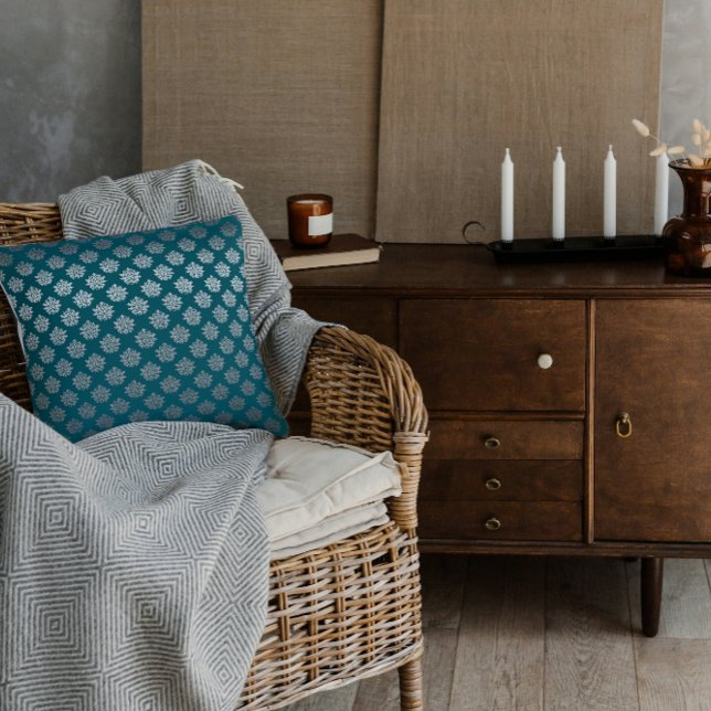 Almohada de Tirar de Damasco Teal (Subido por el creador)