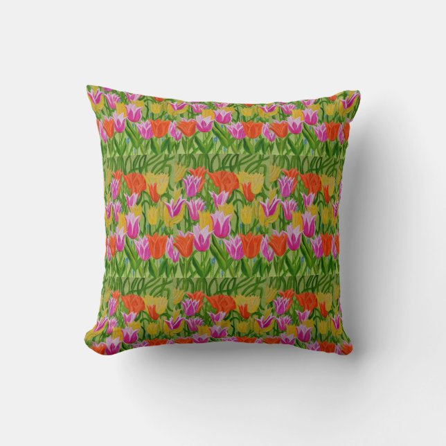 Almohada de tirar de edredón de tulipanes (Anverso)