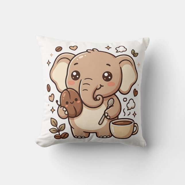 Almohada de tirar de elefante Kawaii - Personaje d (Anverso)