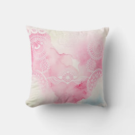 Almohada de tirar de encaje con acuarela romántica