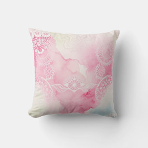 Almohada de tirar de encaje con acuarela romántica