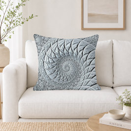 Almohada de tirar de espiral fractal gris claro ab