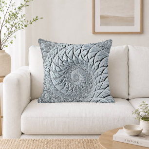 Almohada de tirar de espiral fractal gris claro ab