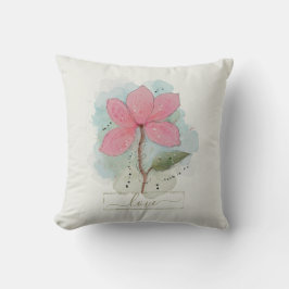 Almohada de Tirar de Flor de Acuarela Rosa Amor