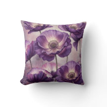 almohada de tirar de flor de amapola morada acuare