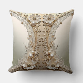 Almohada de tirar de flores blancas modernas perla
