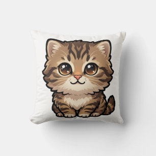 Almohada de tirar de gatito atigrado marrón lindo