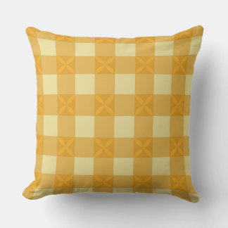 Almohada de tirar de gingham amarillo y pétalos am