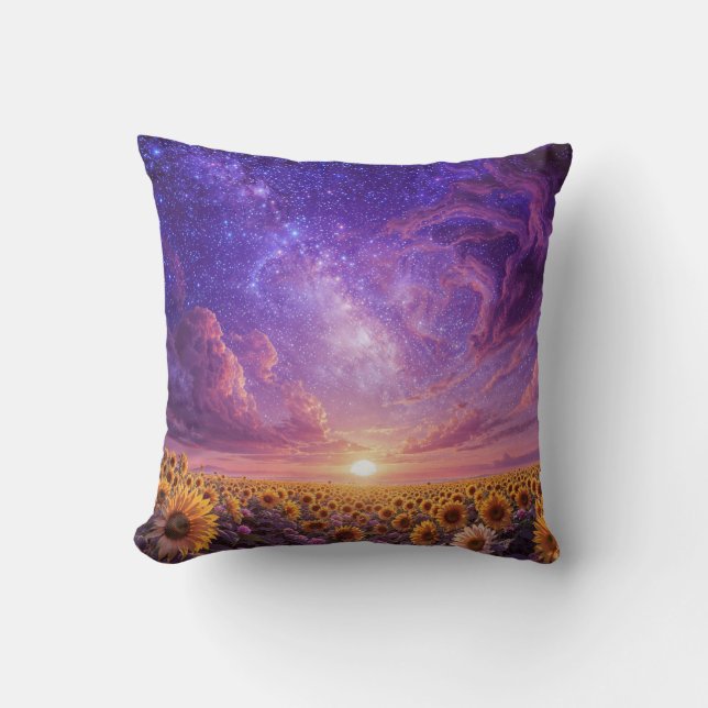 Almohada de tirar de girasol celestial (Anverso)