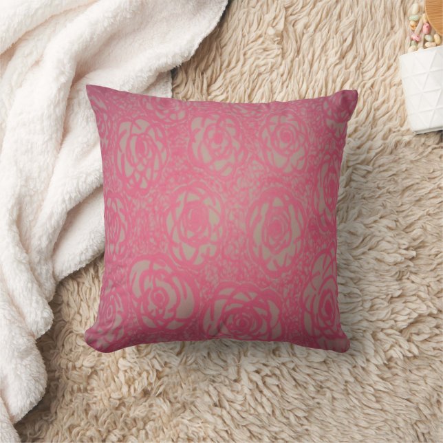 Almohada de tirar de impresión de cama de rosa ros (Manta)