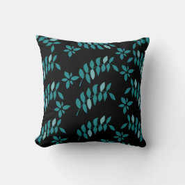 Almohada de tirar de jungla tropical de Aqua y neg