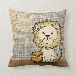 Almohada de tirar de león y búho linda para niño o