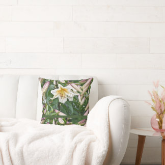 Almohada de tirar de lirio blanco floral