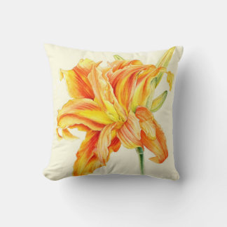 Almohada de tirar de lirio de día naranja amarillo