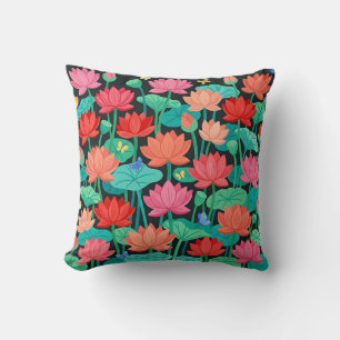 Almohada de Tirar de Loto – Arte de Jardín Naíf Co